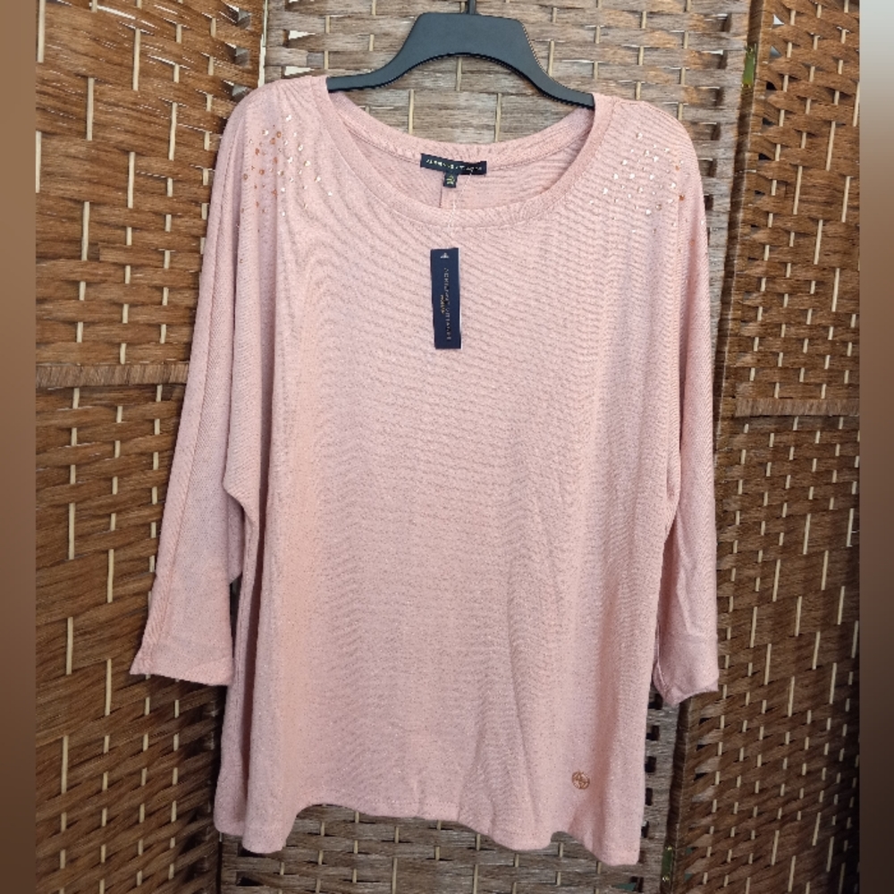 Adrienne Vittadini Embellished Sweater Top